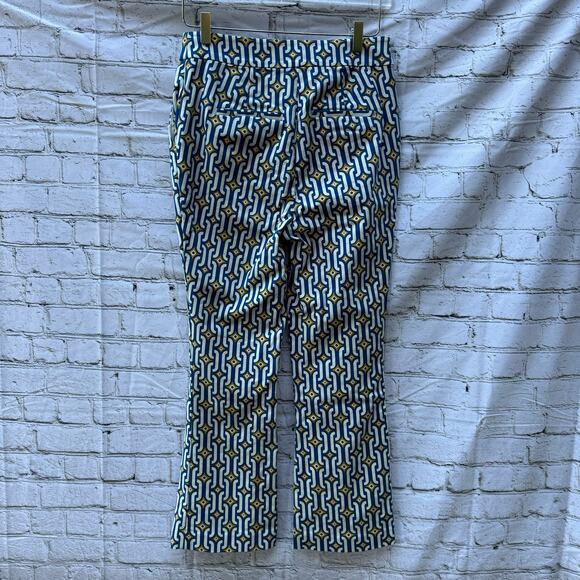 Boden Pants Cropped Flared Sapphire, Azure Geo US Size 6 R Geometric Flare - Picture 3 of 9